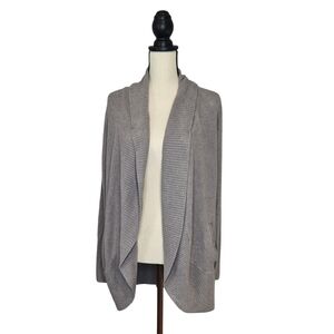 Barefoot Dreams Cardigan Gray Open Front Side Pockets Shawl Collar Womens Size M